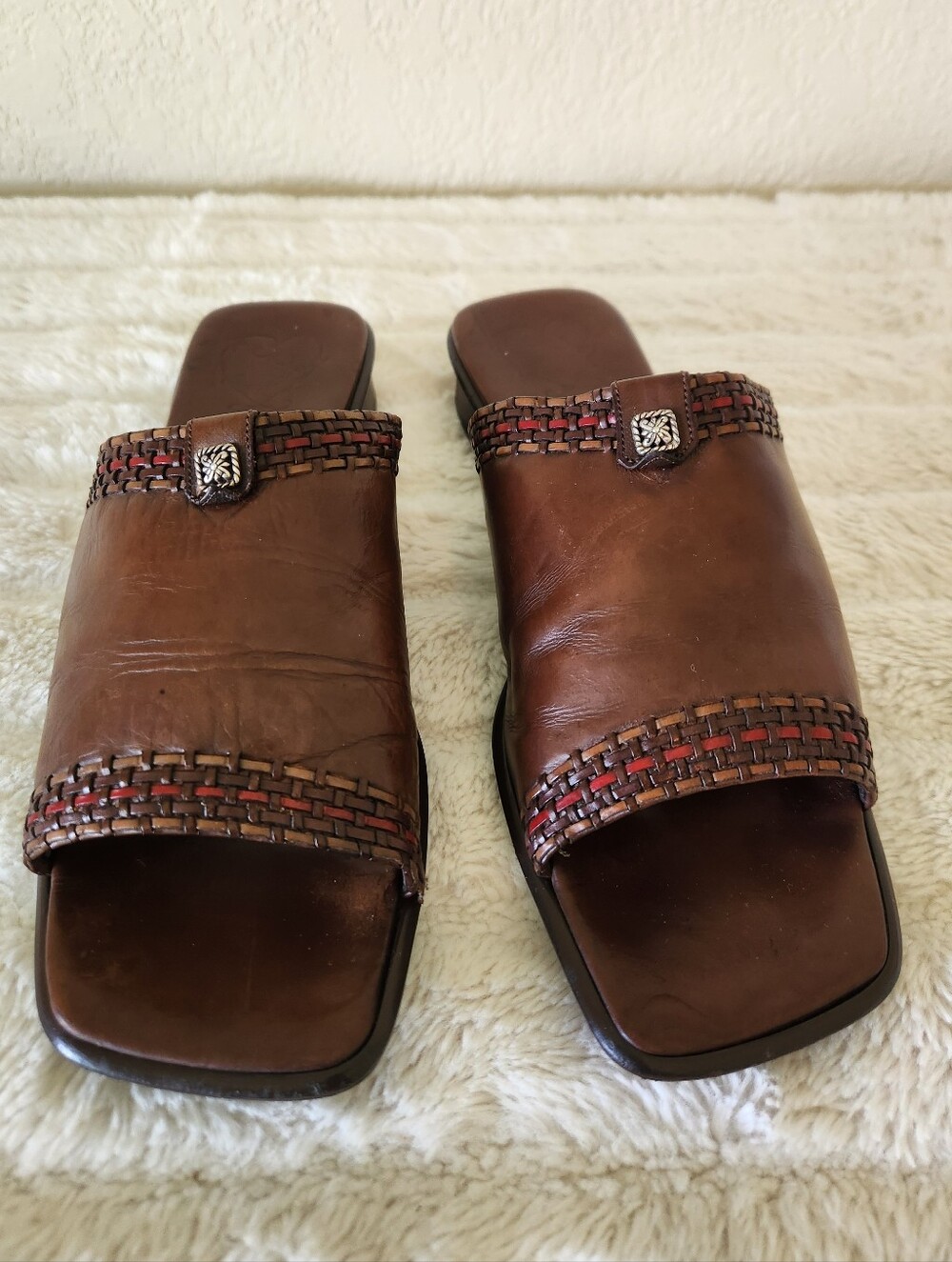 Brighton Brown Leather Slide Sandals Size 8.5 - Picture 2 of 13